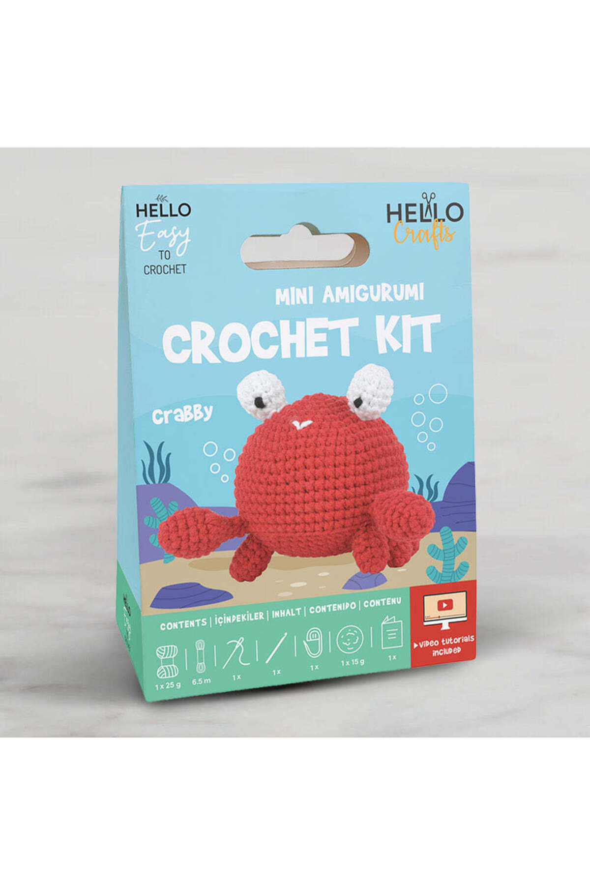 Hello Crafts Tığ İşi Mini Amigurumi Kiti - Crabby Hello Crafts Tığ İşi Mini Amigurumi Kiti - Crabby