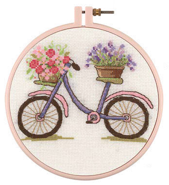 Kanaviçe Kiti Çiçekli Bisiklet