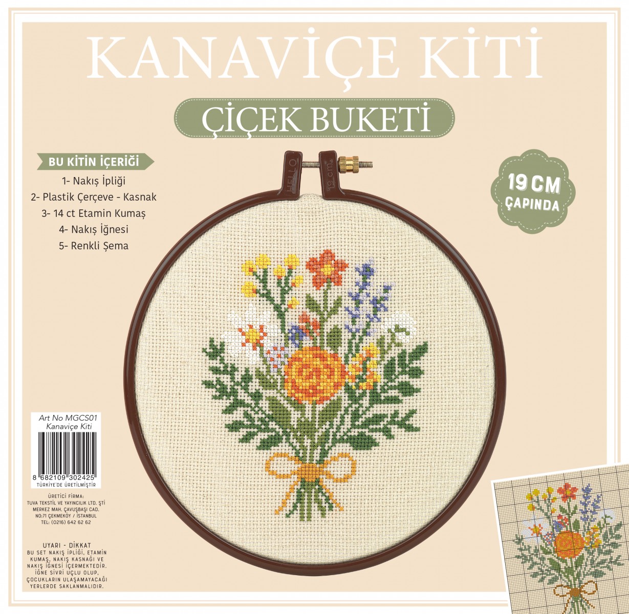 Kanaviçe Kiti Çiçekli Bisiklet